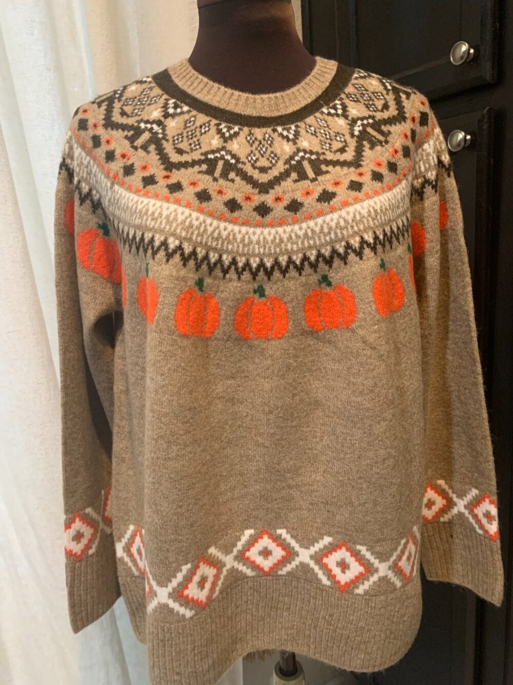 Women's Pumpkin Fair Isle Sweater NWT XL